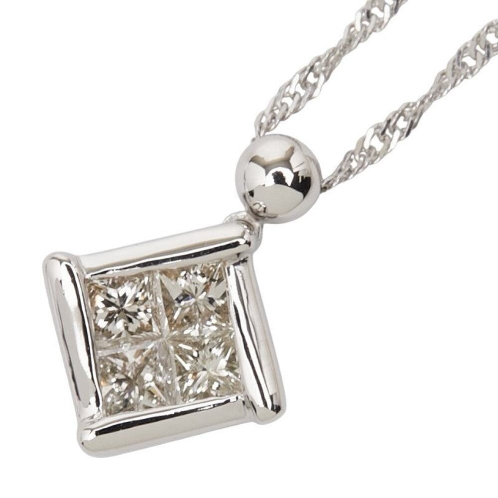 Unbranded Diamond Rhombus Motif Platinum Necklace Silver